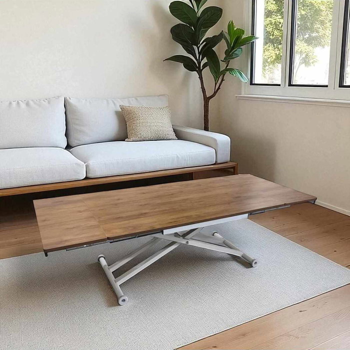 Hanah Home Mesa de Comedor Extensible Nogal y Blanco